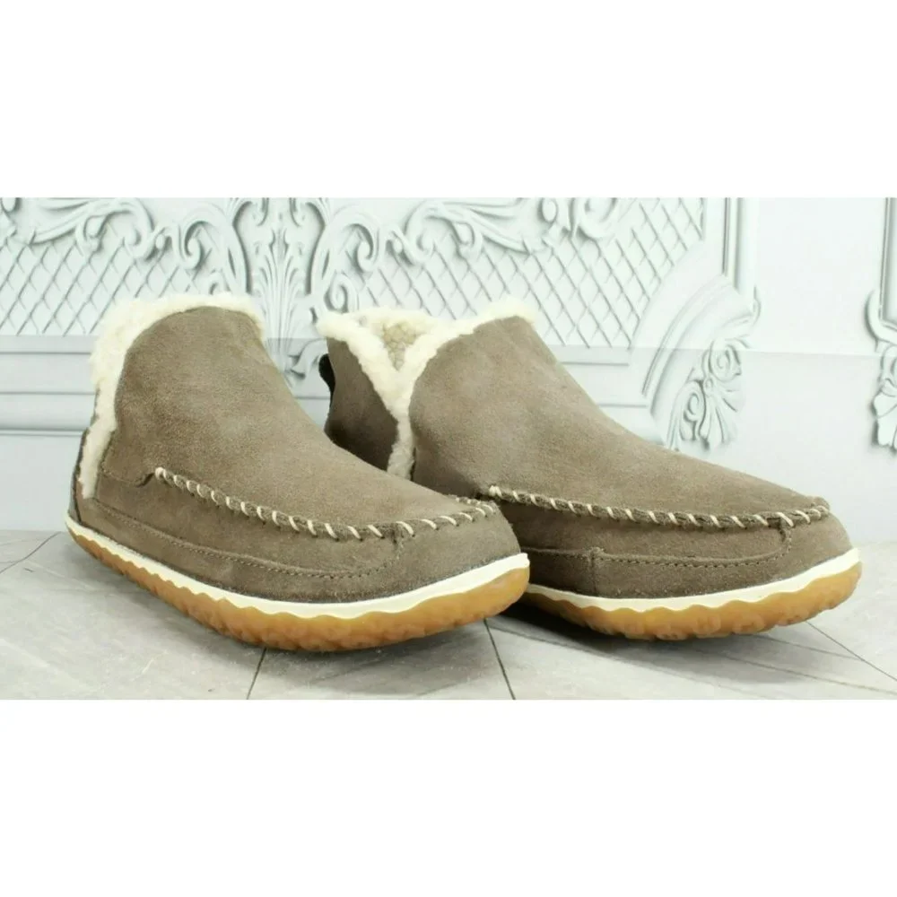 LL Bean Gray Suede Slip On Mountain Moccasin Slippers Boot Size 7 M - Picture 3 of 9
